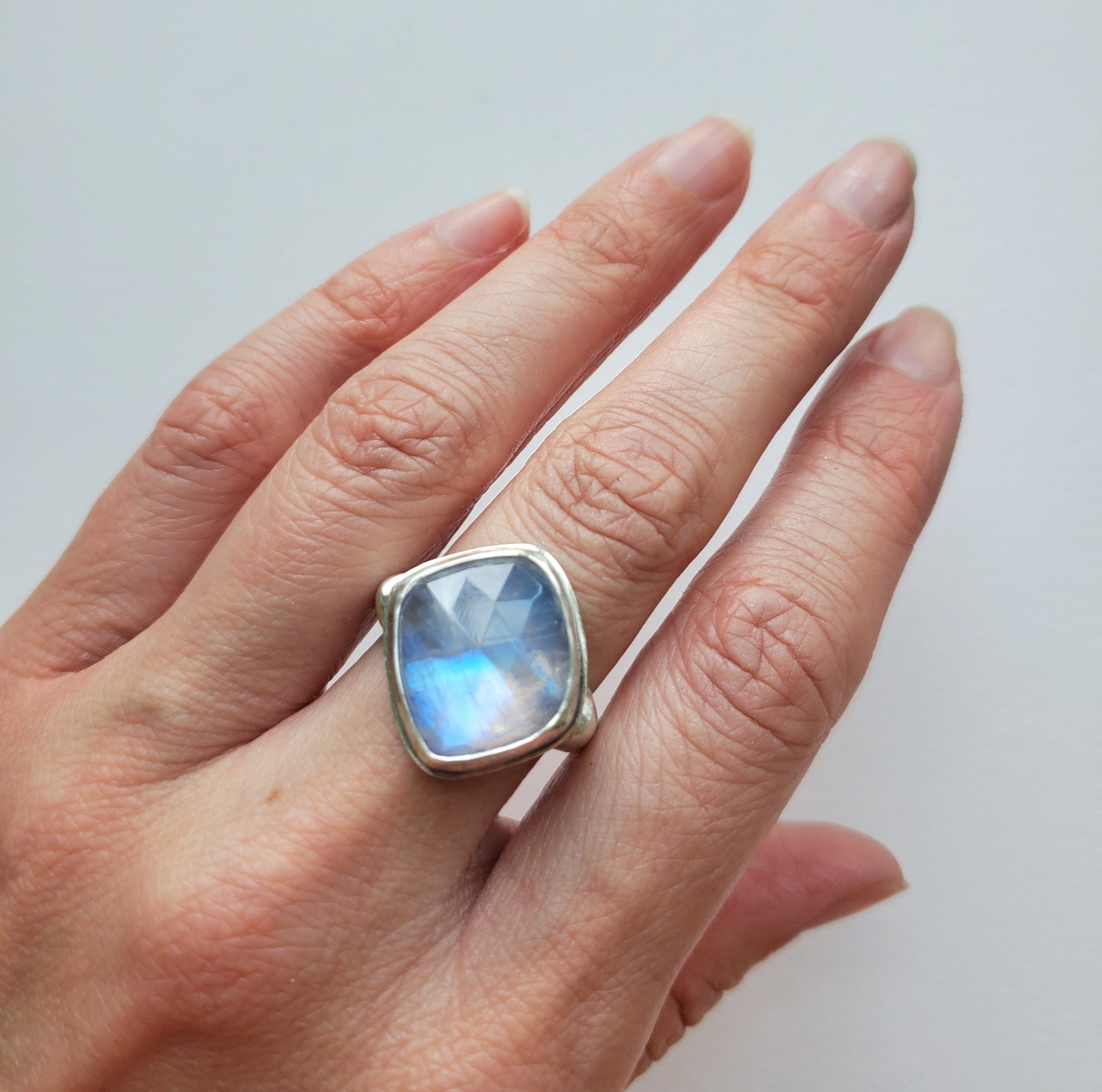 Square Ring - Moonstone- Size 9