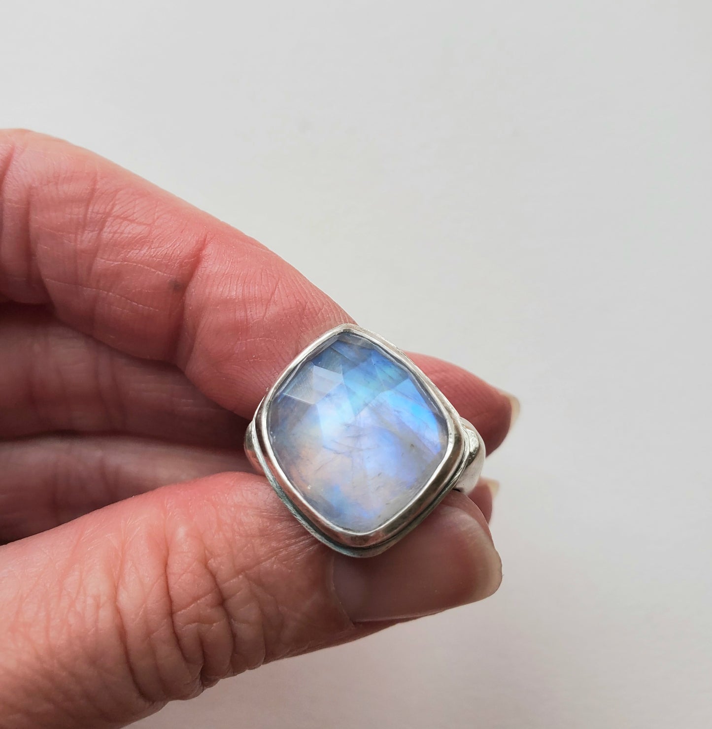 Square Ring - Moonstone- Size 9