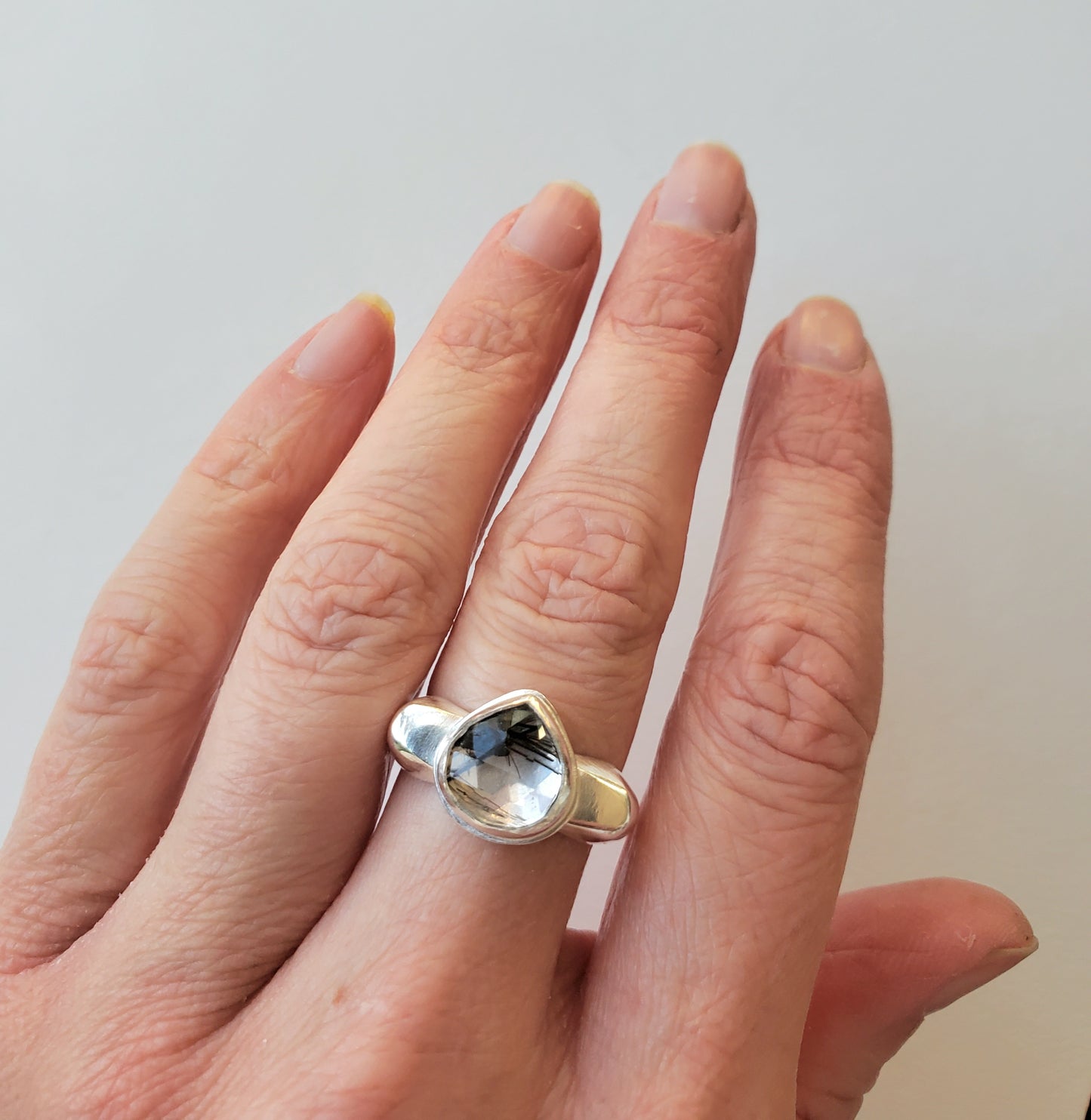 Square Ring - Rutilated Quartz - Size 8.5
