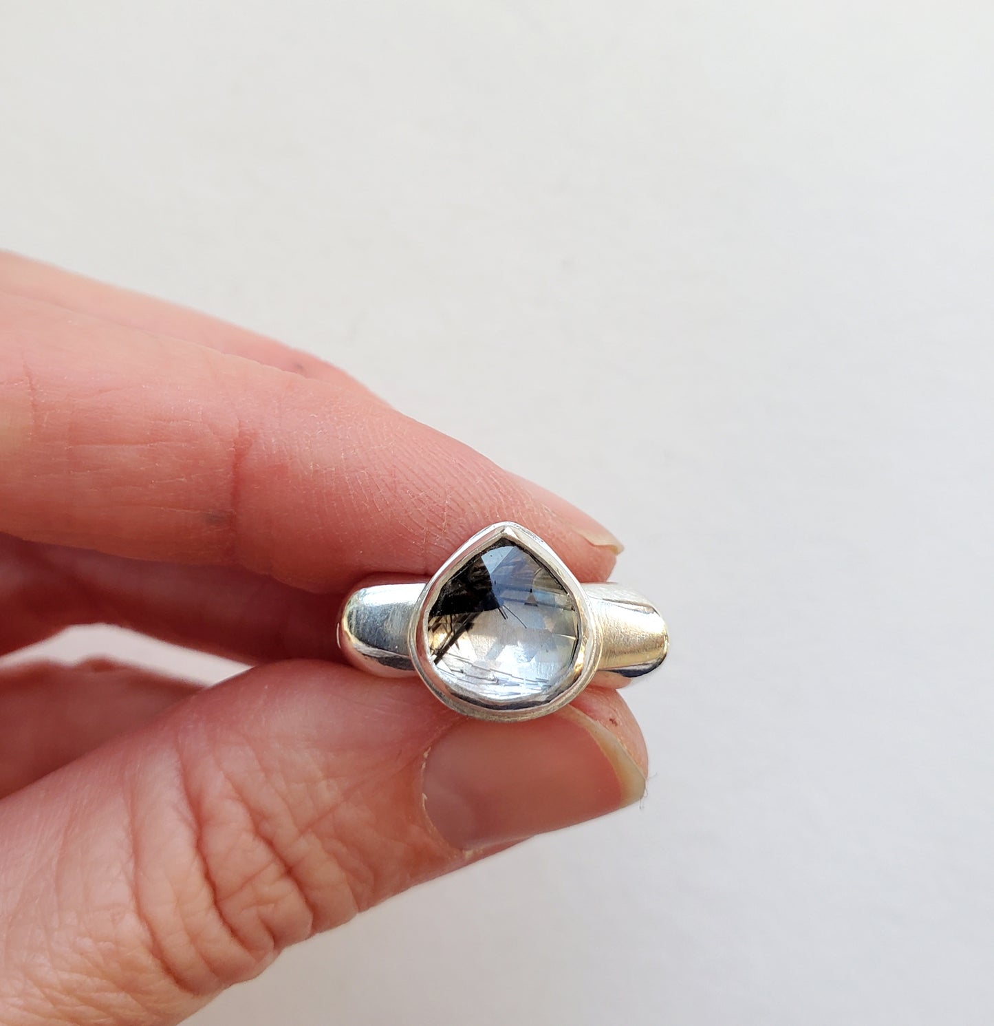 Square Ring - Rutilated Quartz - Size 8.5