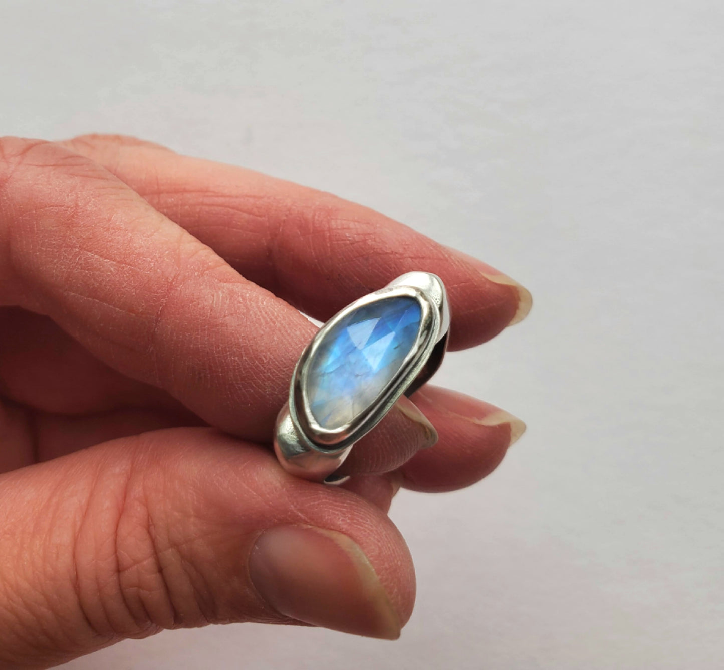 Square Ring- Moonstone - Size 8.5