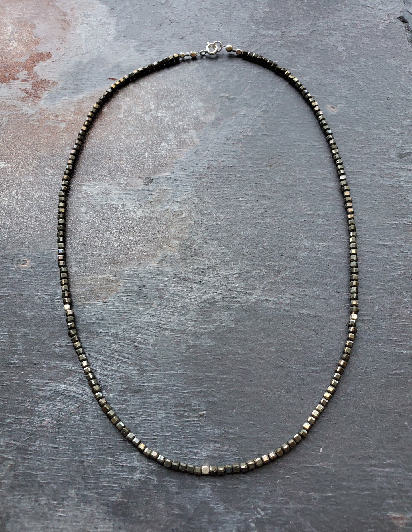Square Stone Necklace - Pyrite
