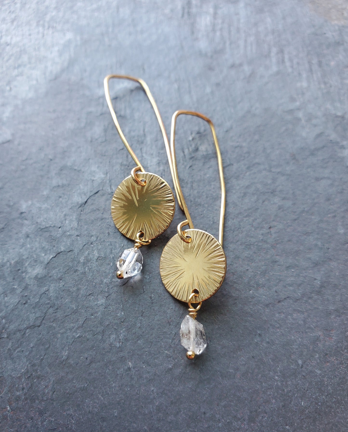Sun Earrings with Tibetan Quartz
