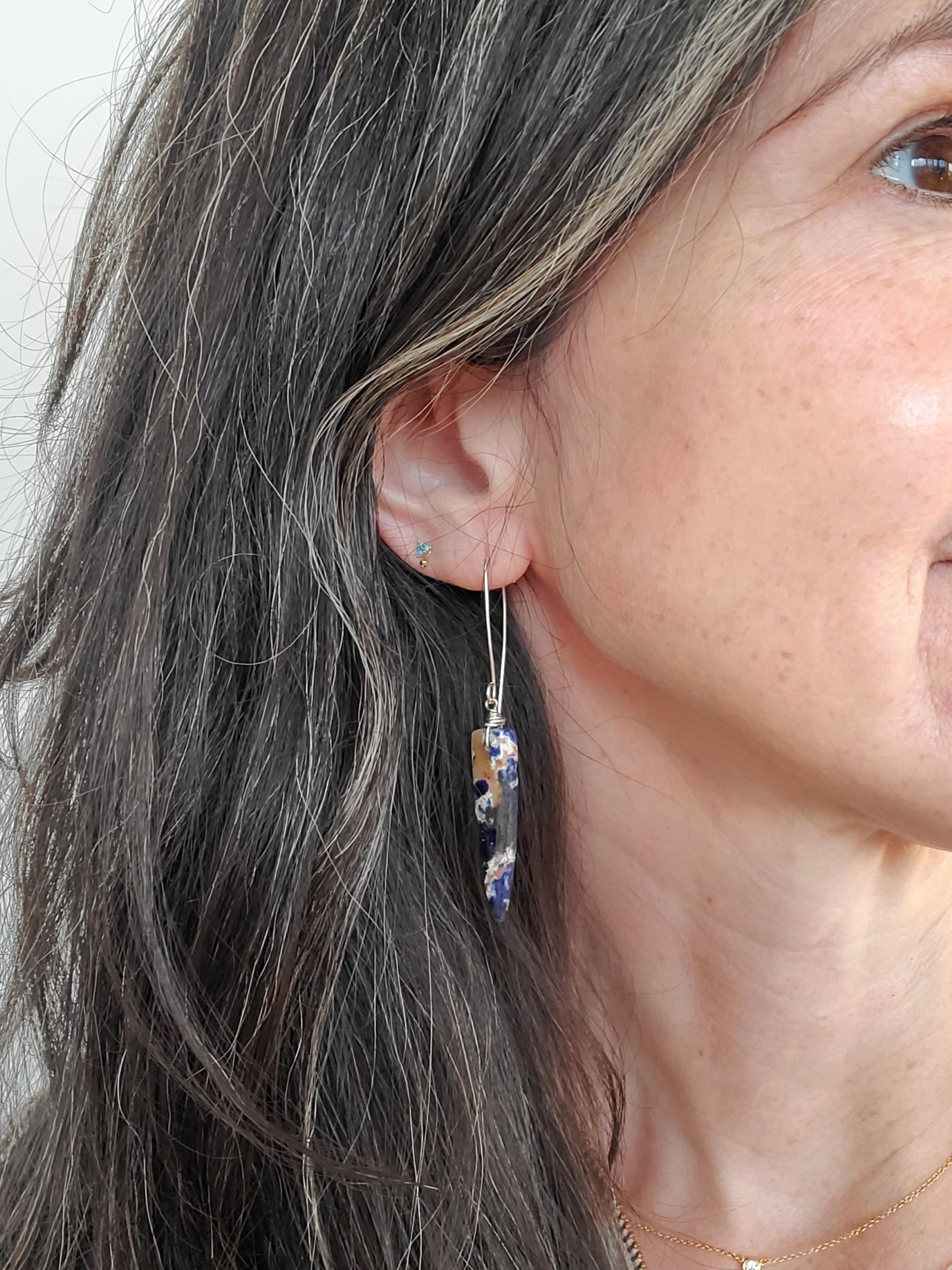 Small Sodalite Quill Earring