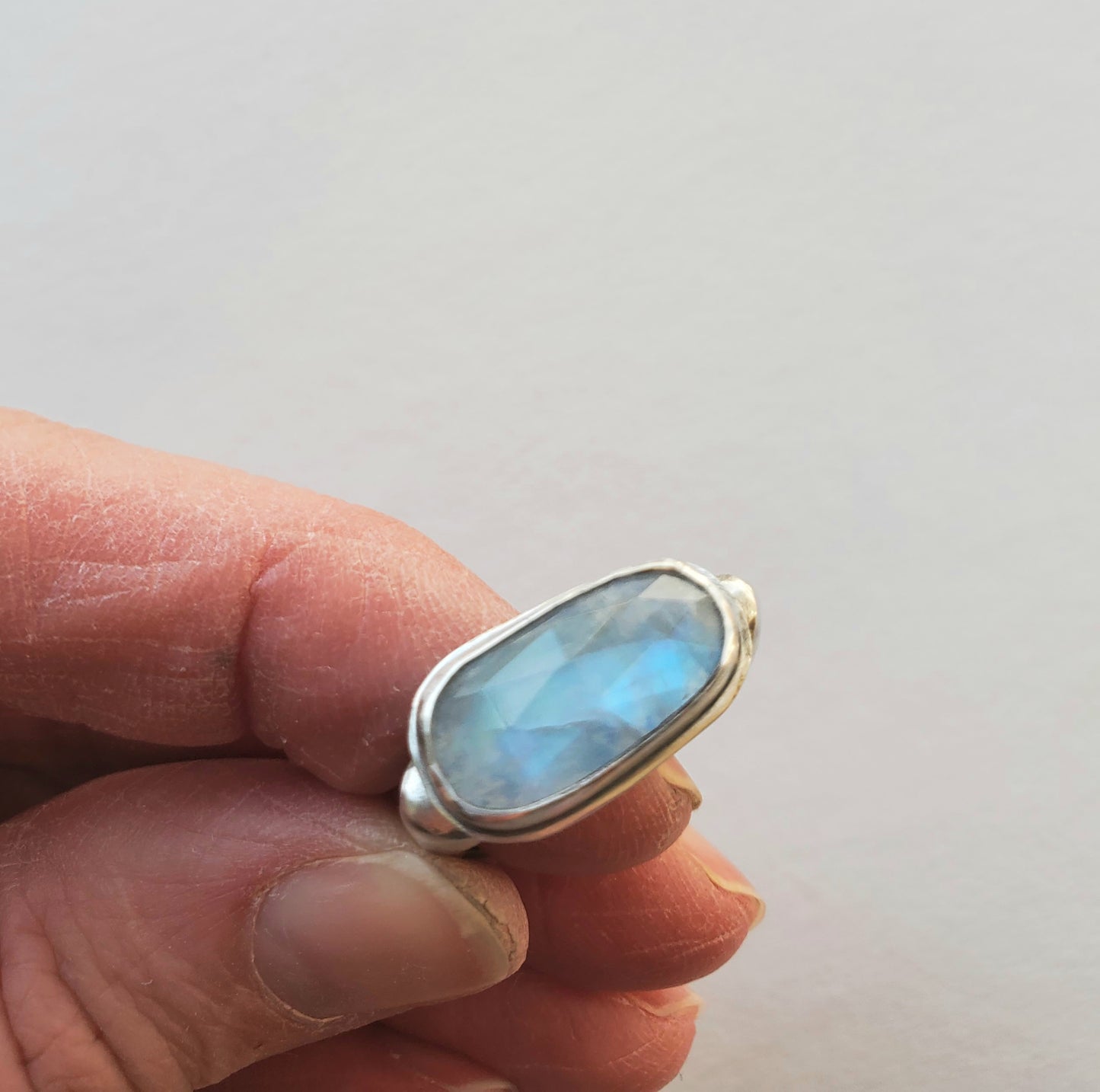 Square Ring - Moonstone- Size 6.5