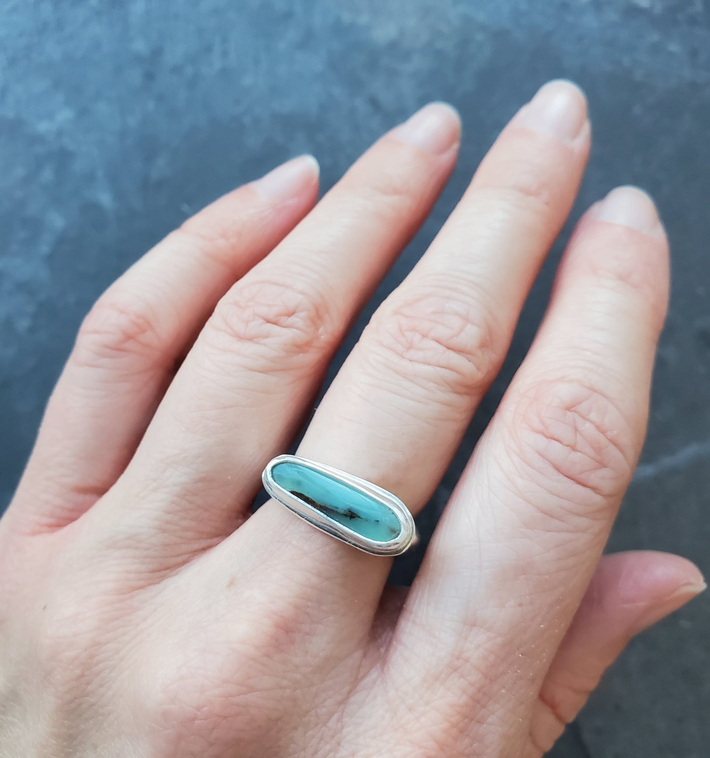 Square Ring- Peruvian Opal - Size 6