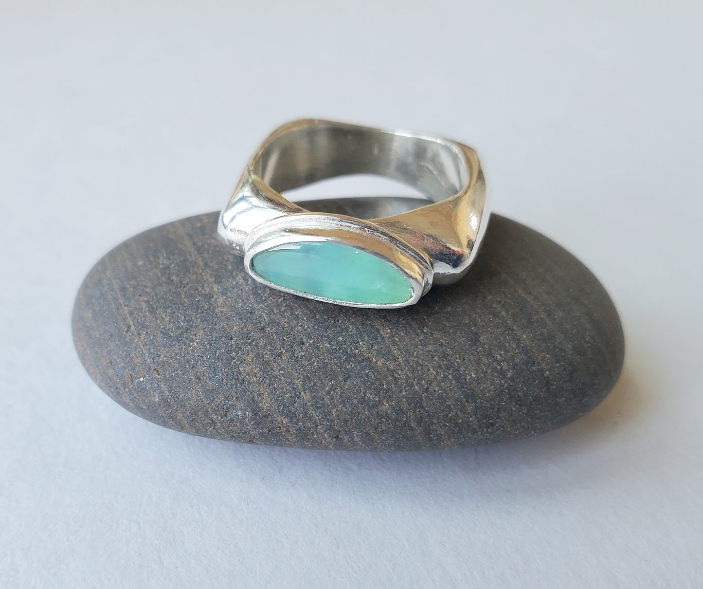 Square Ring- Peruvian Opal -Size 7.5