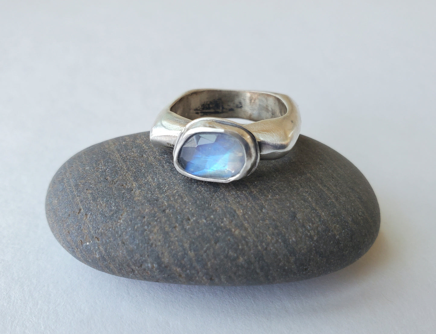 Square Ring- Moonstone - Size 6.5