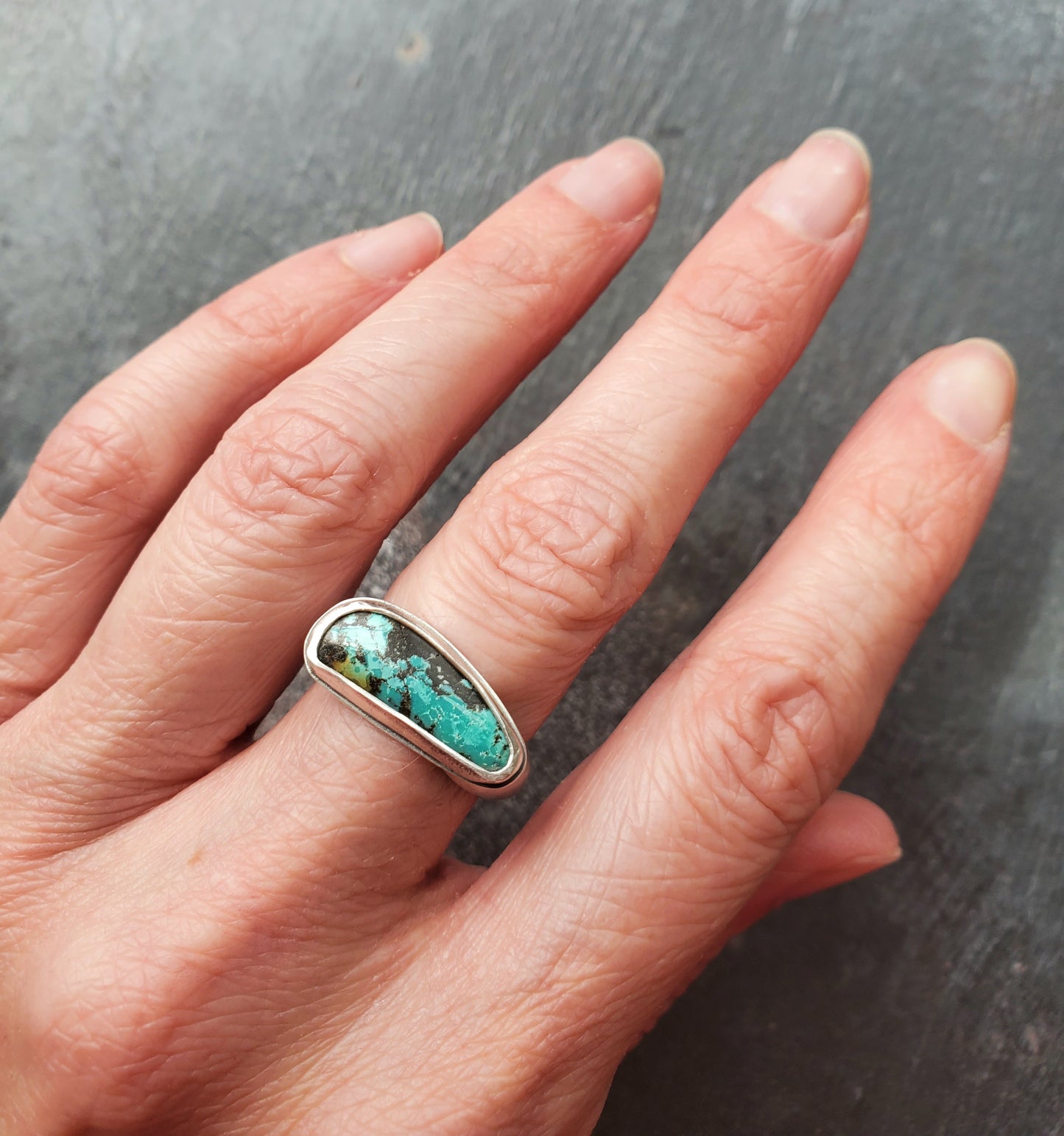 Square Ring- Turquoise - Size 7