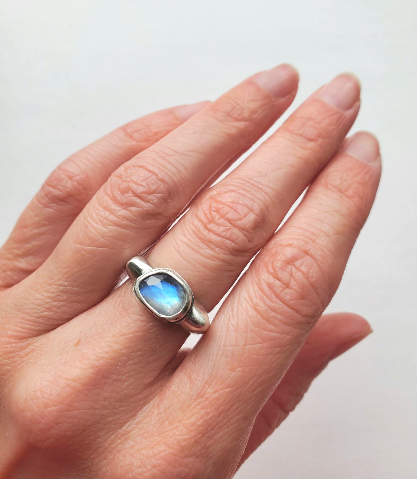 Square Ring- Moonstone - Size 6.5
