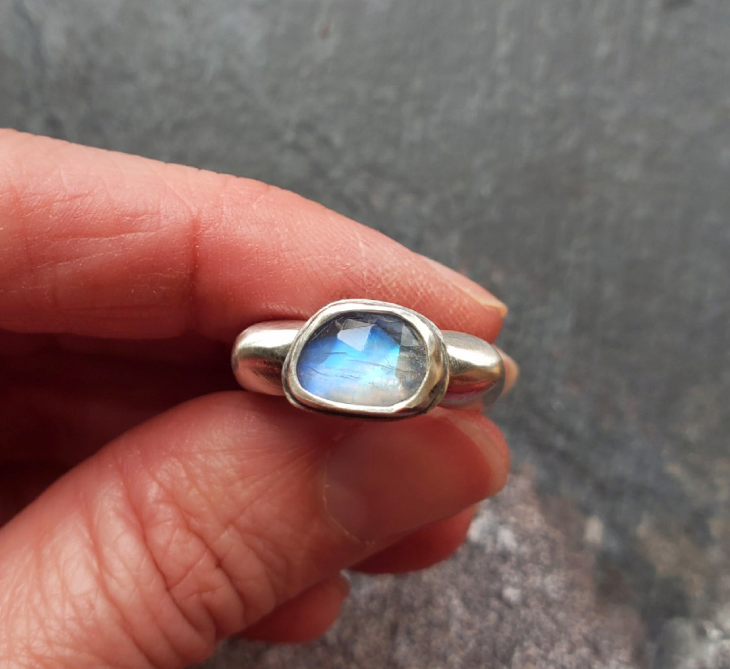 Square Ring- Moonstone - Size 6.5