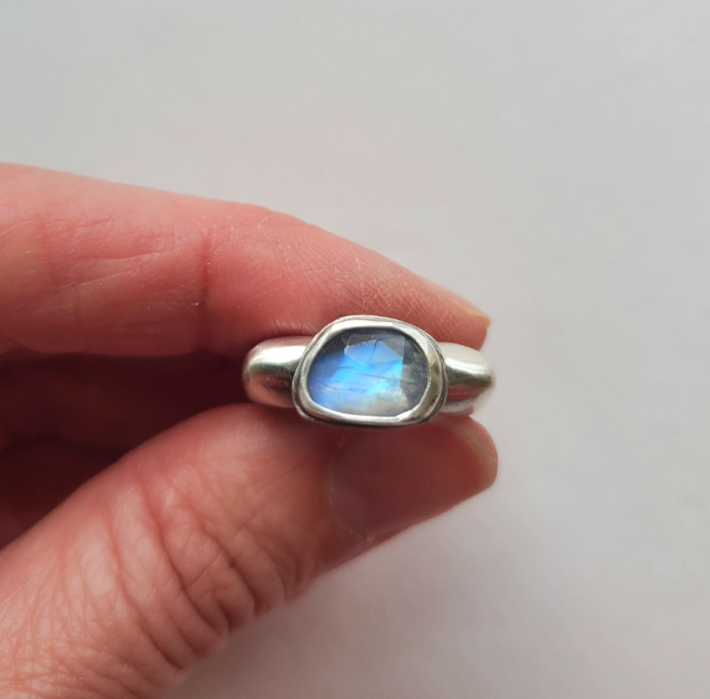 Square Ring- Moonstone - Size 6.5