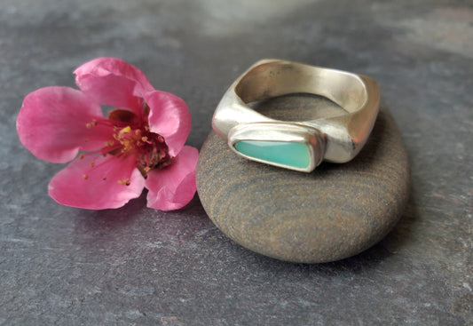 Square Ring- Peruvian Opal - Size 8.5