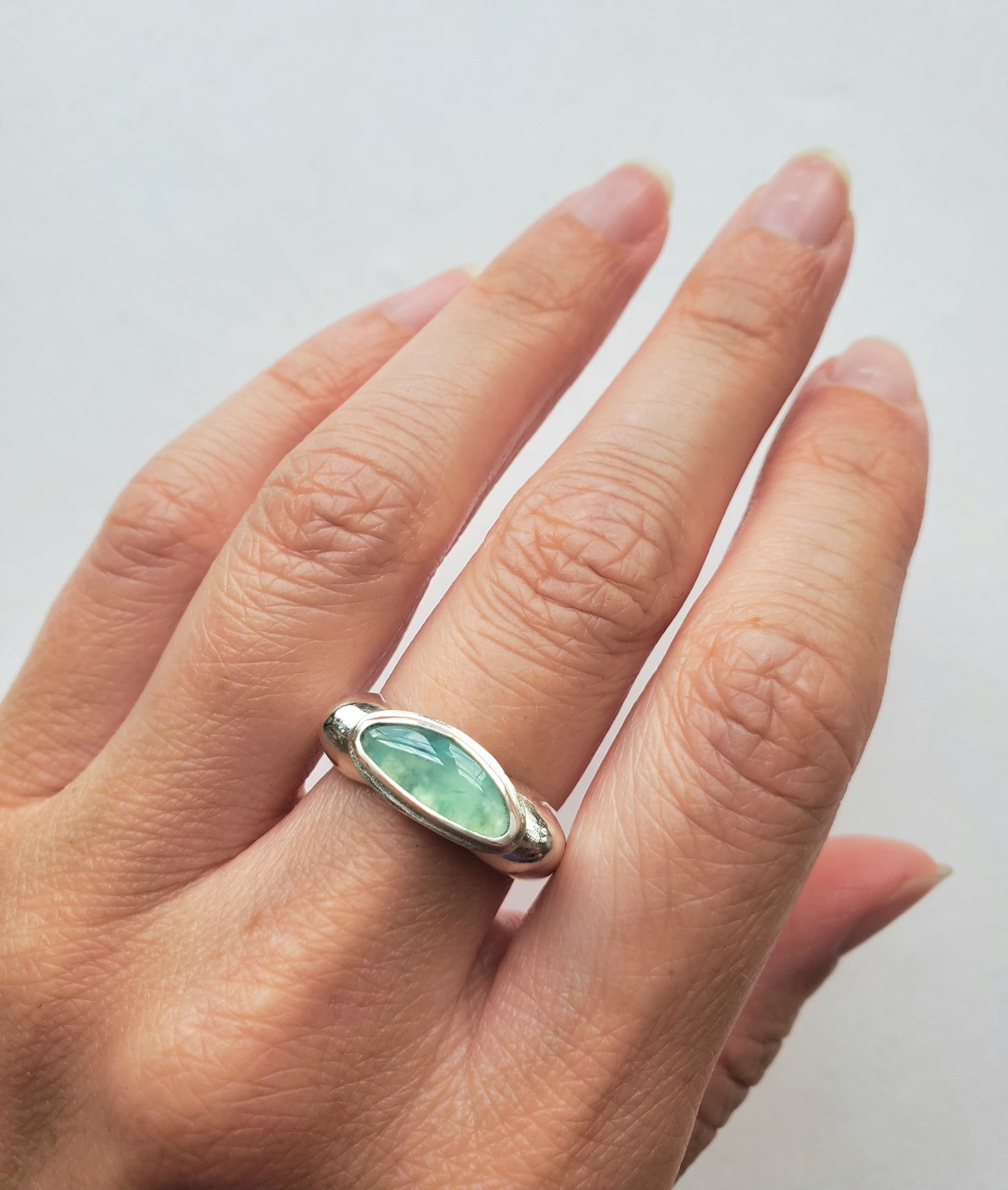 Square Ring- Peruvian Opal -Size 7.5