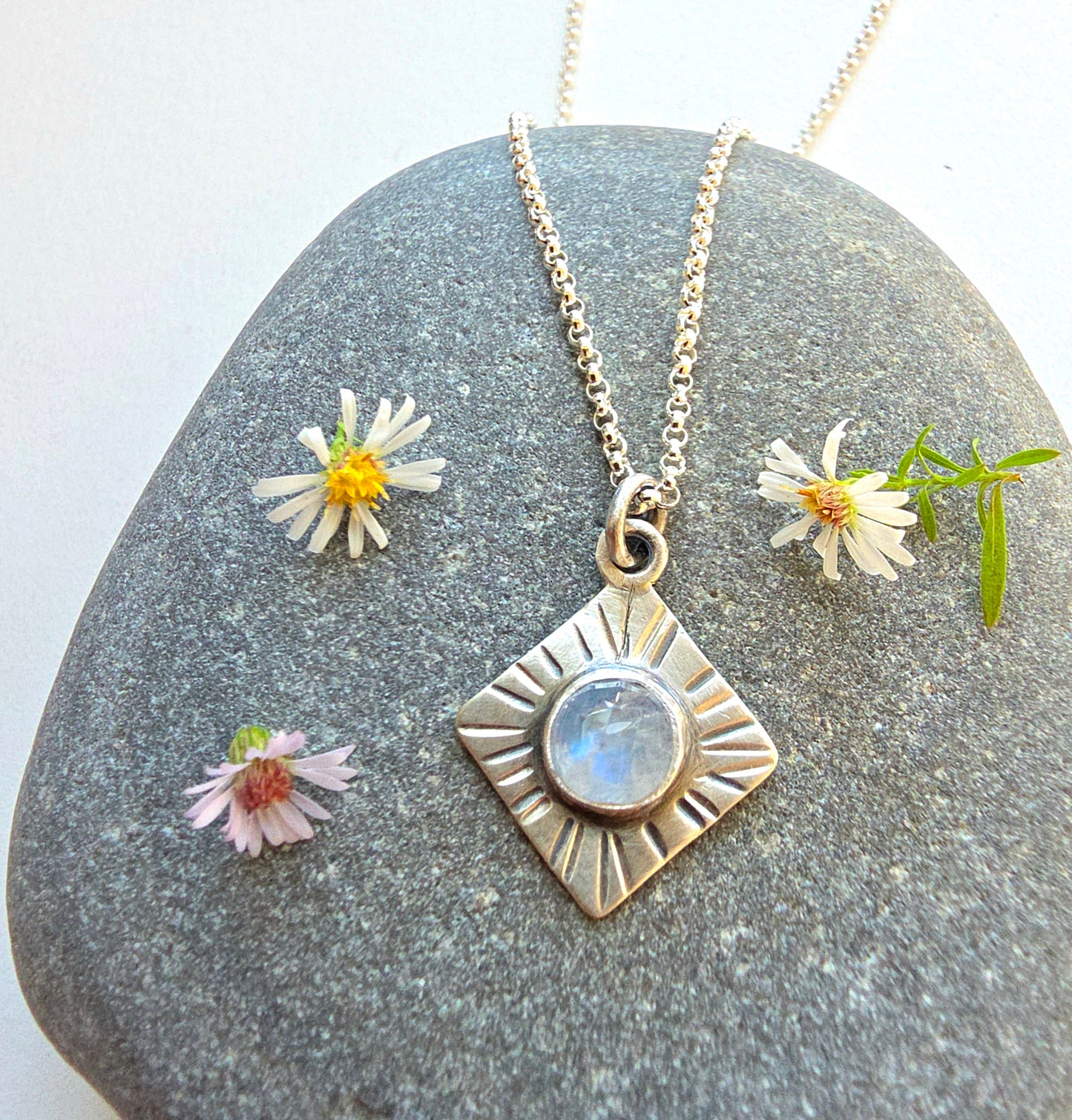 Moonstone Flower Necklace