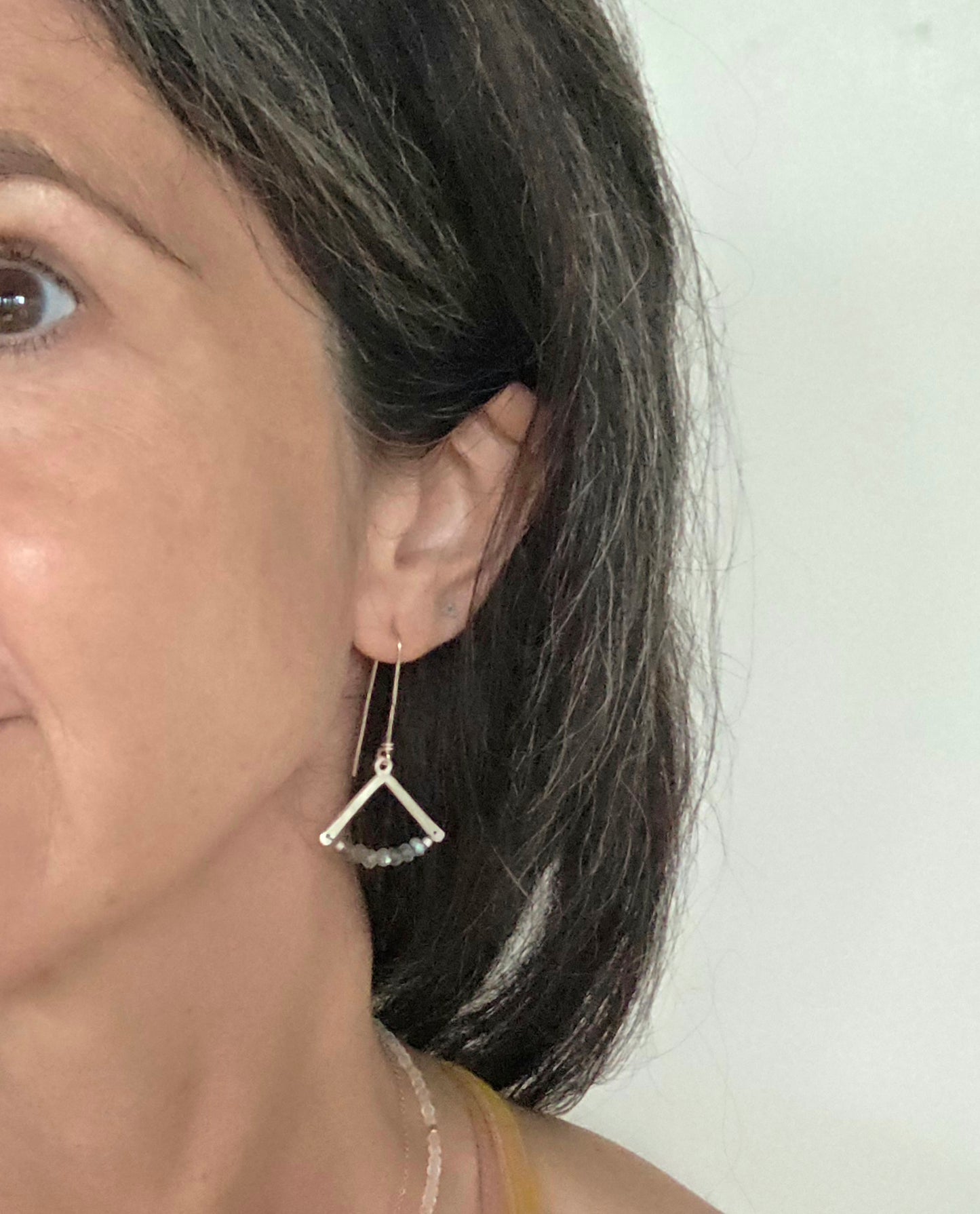 Labradorite Wishbone Earrings