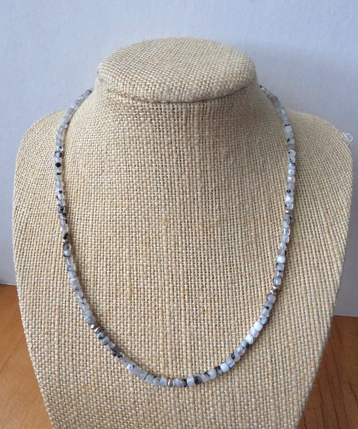 Square Stone Necklace - Moonstone Tourmaline