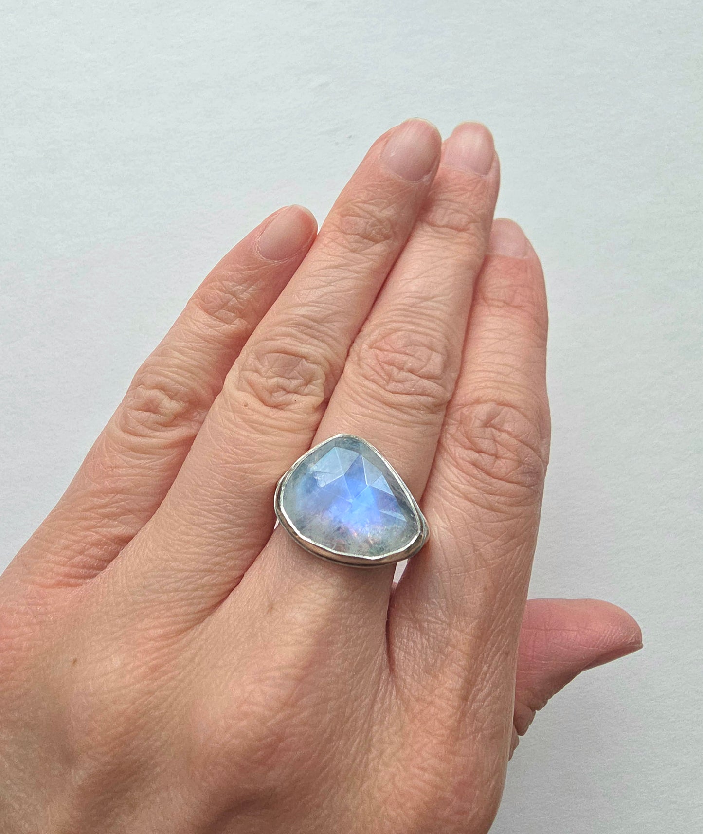 Square Ring - Moonstone- Size 9