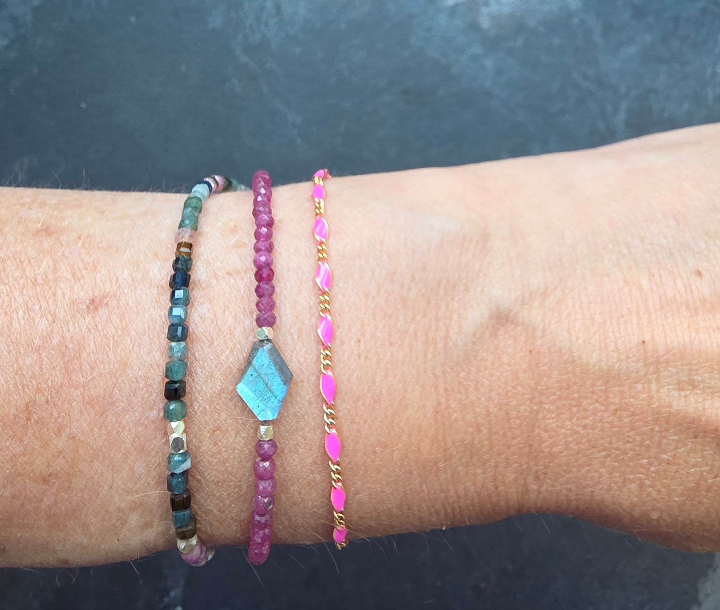 Raw Ruby/Labradorite Bracelet