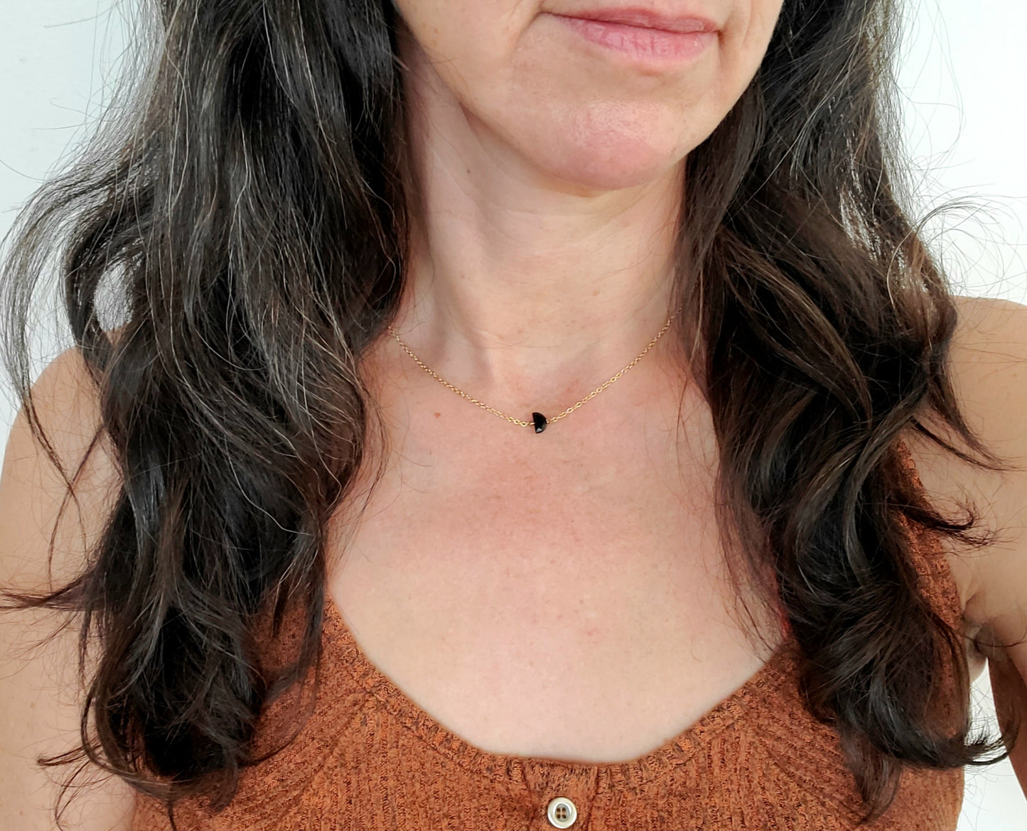 Onyx Half Moon Necklace