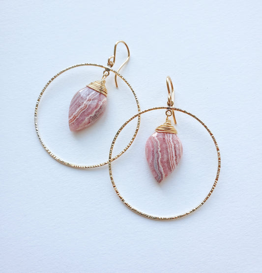 Rhodochrosite Window Earrings