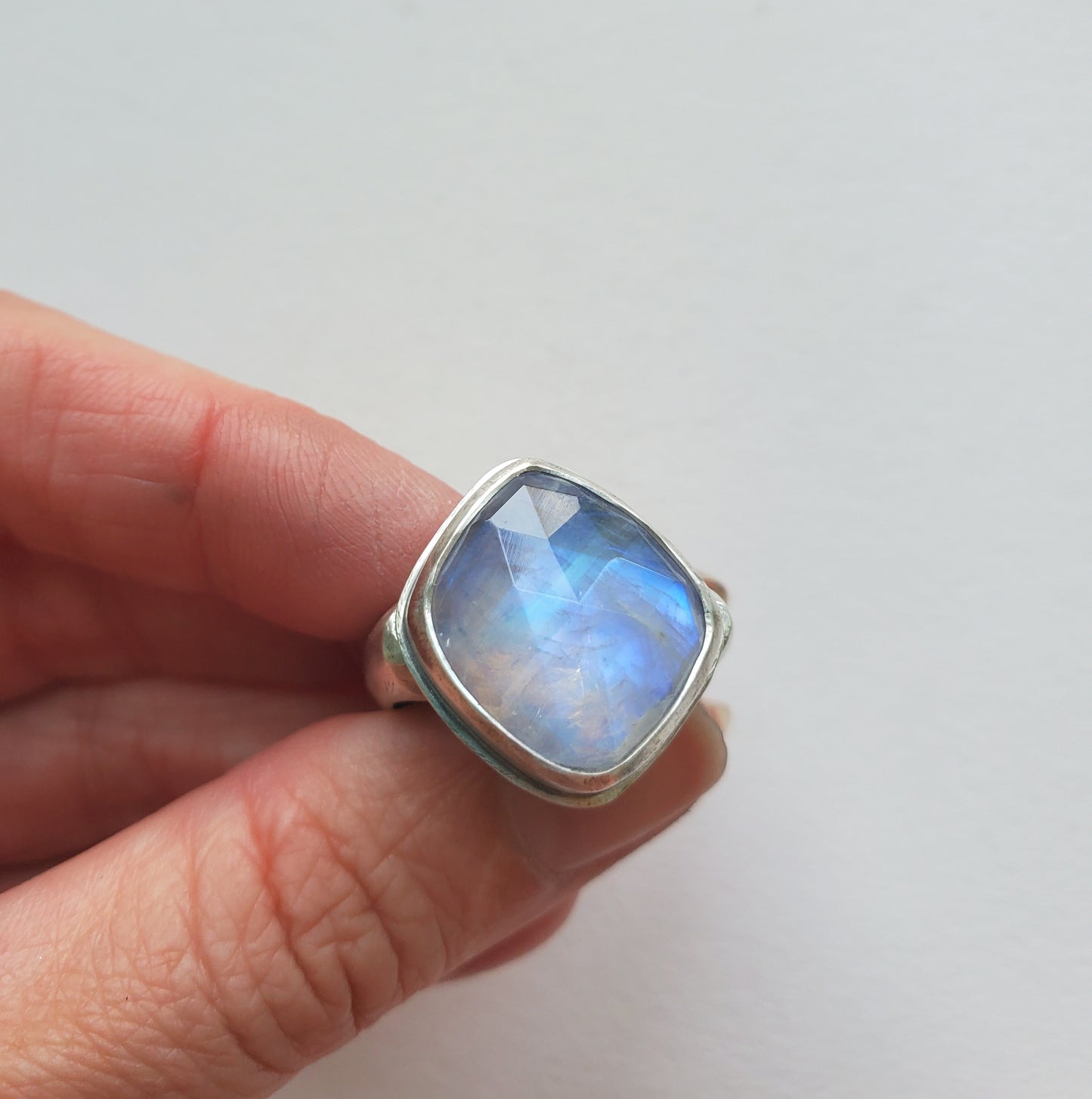 Square Ring - Moonstone- Size 9