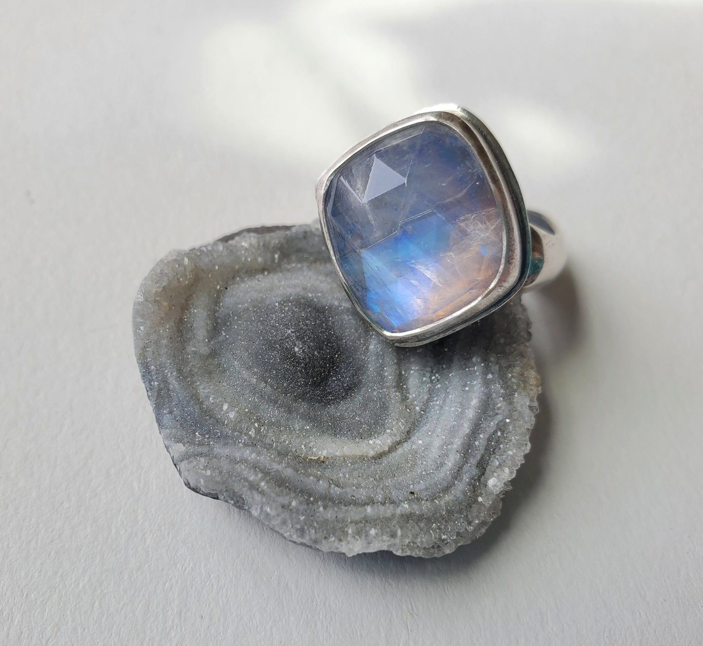 Square Ring - Moonstone- Size 9