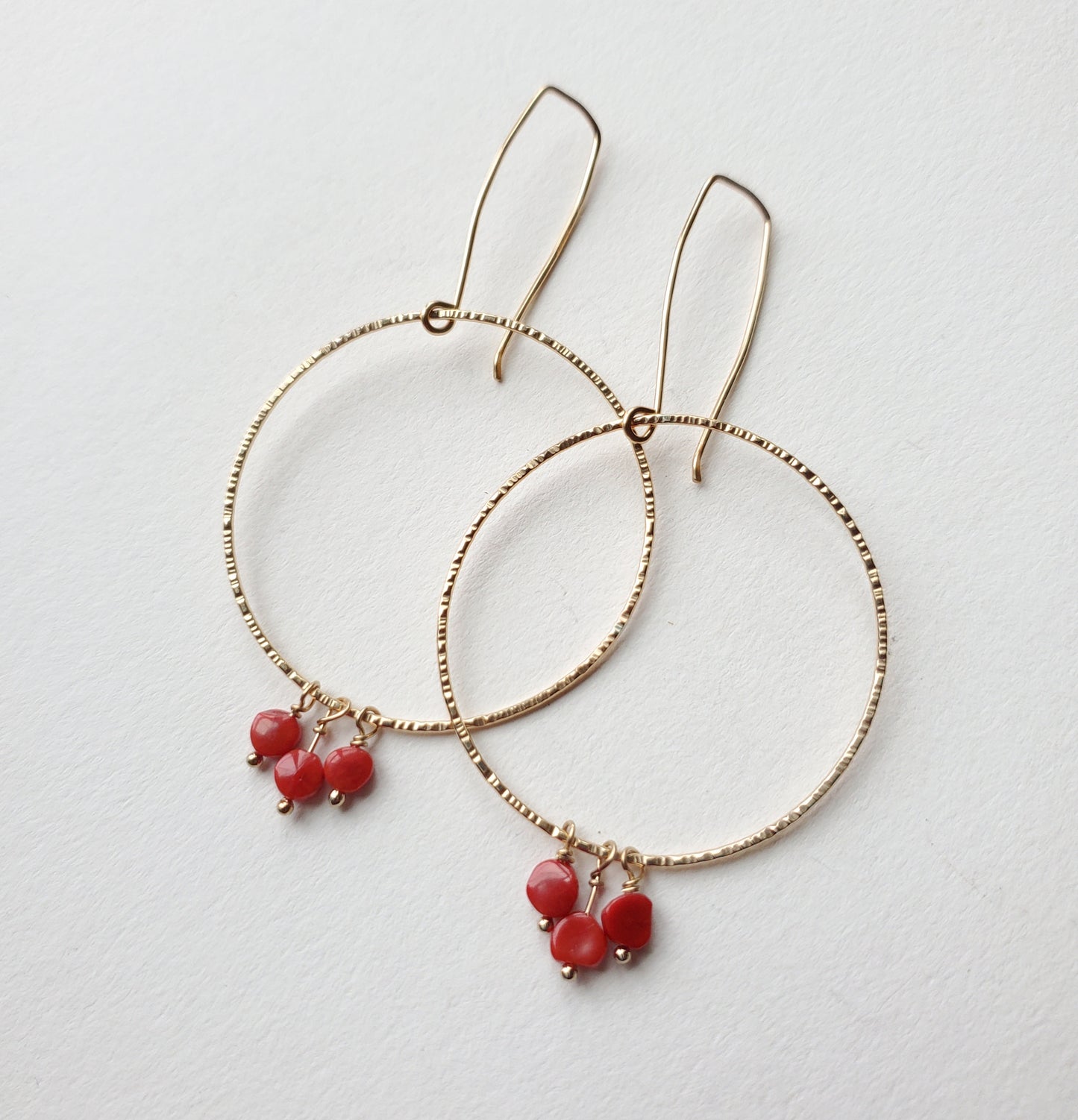 New Moon Stone Earrings - Coral