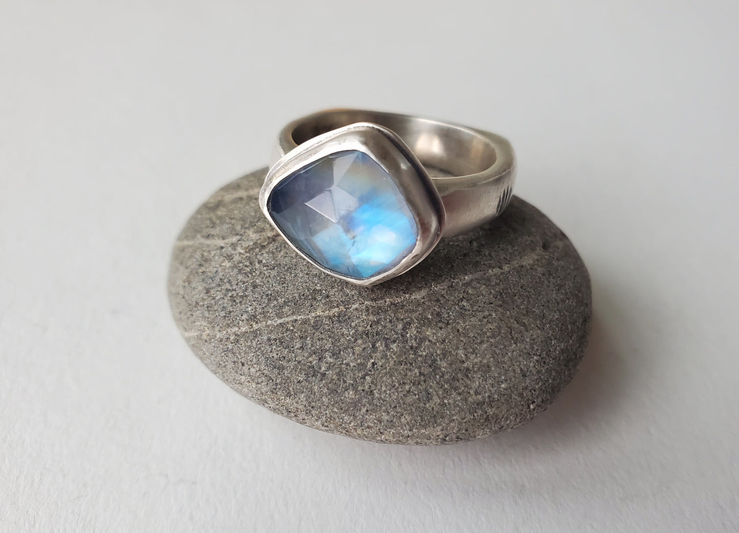Square Ring- Moonstone - Size 9