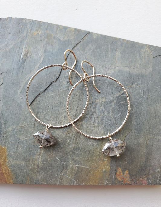 Rutilated Quartz Hoops