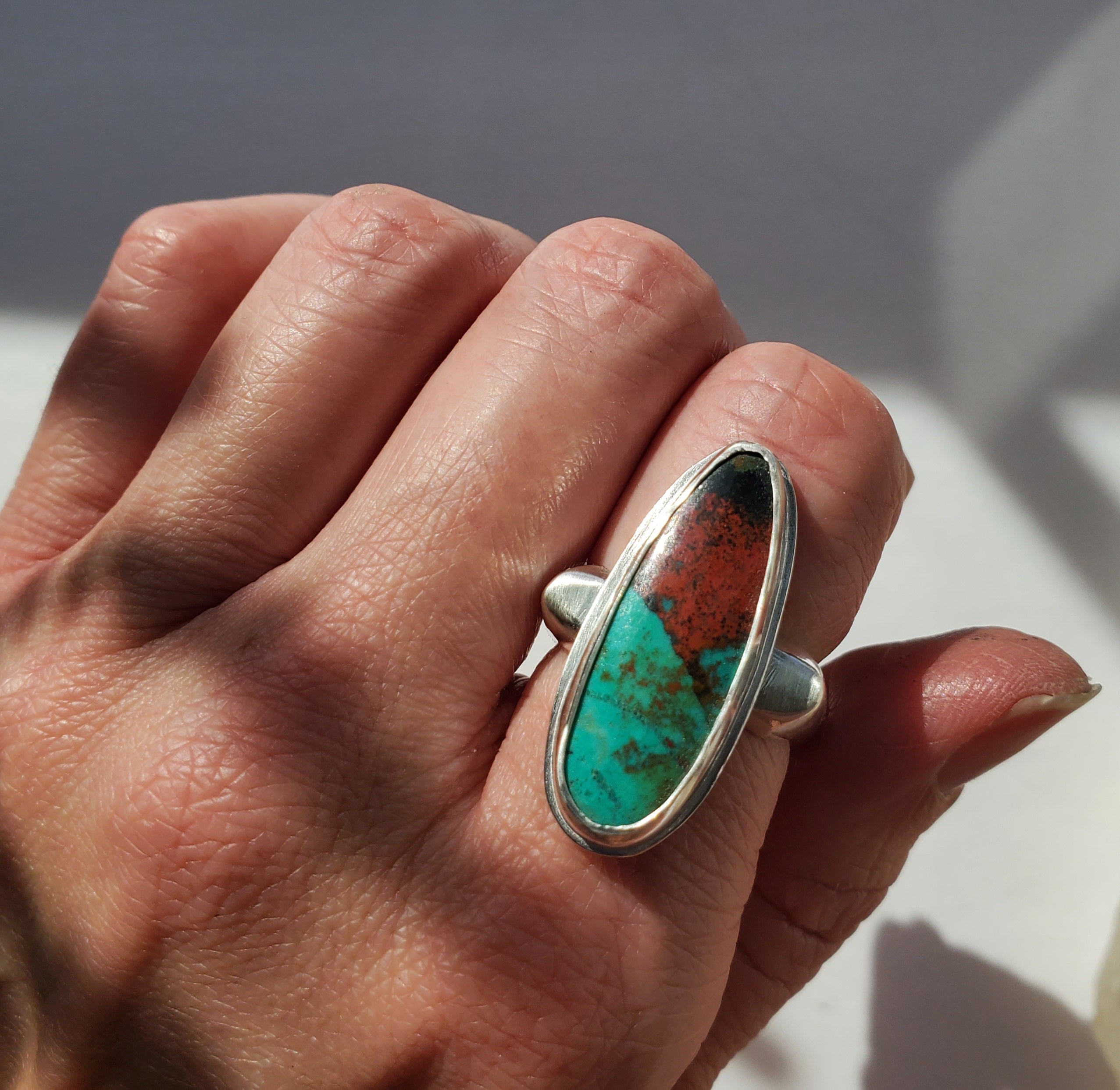 Senora popular Sunrise Chrysocolla Ring