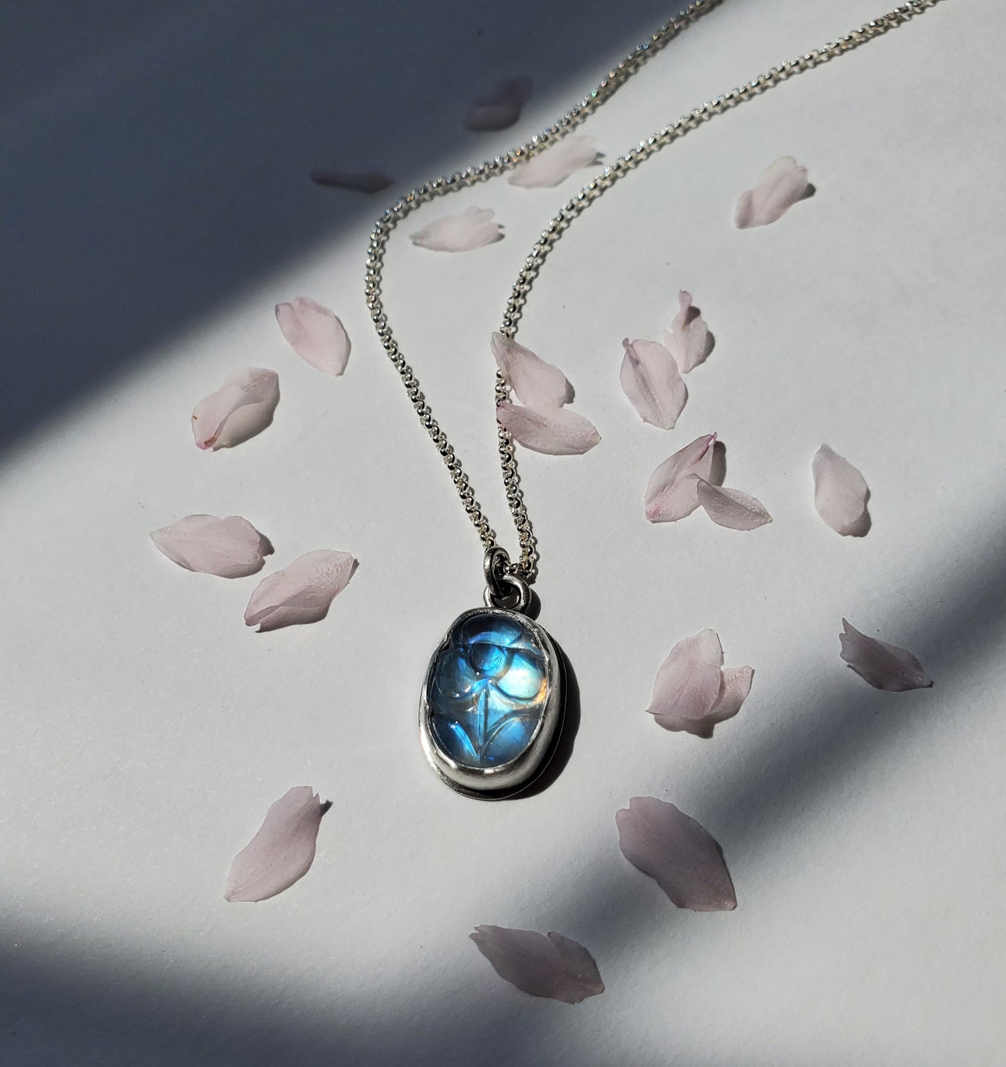 Moonstone Flower Necklace