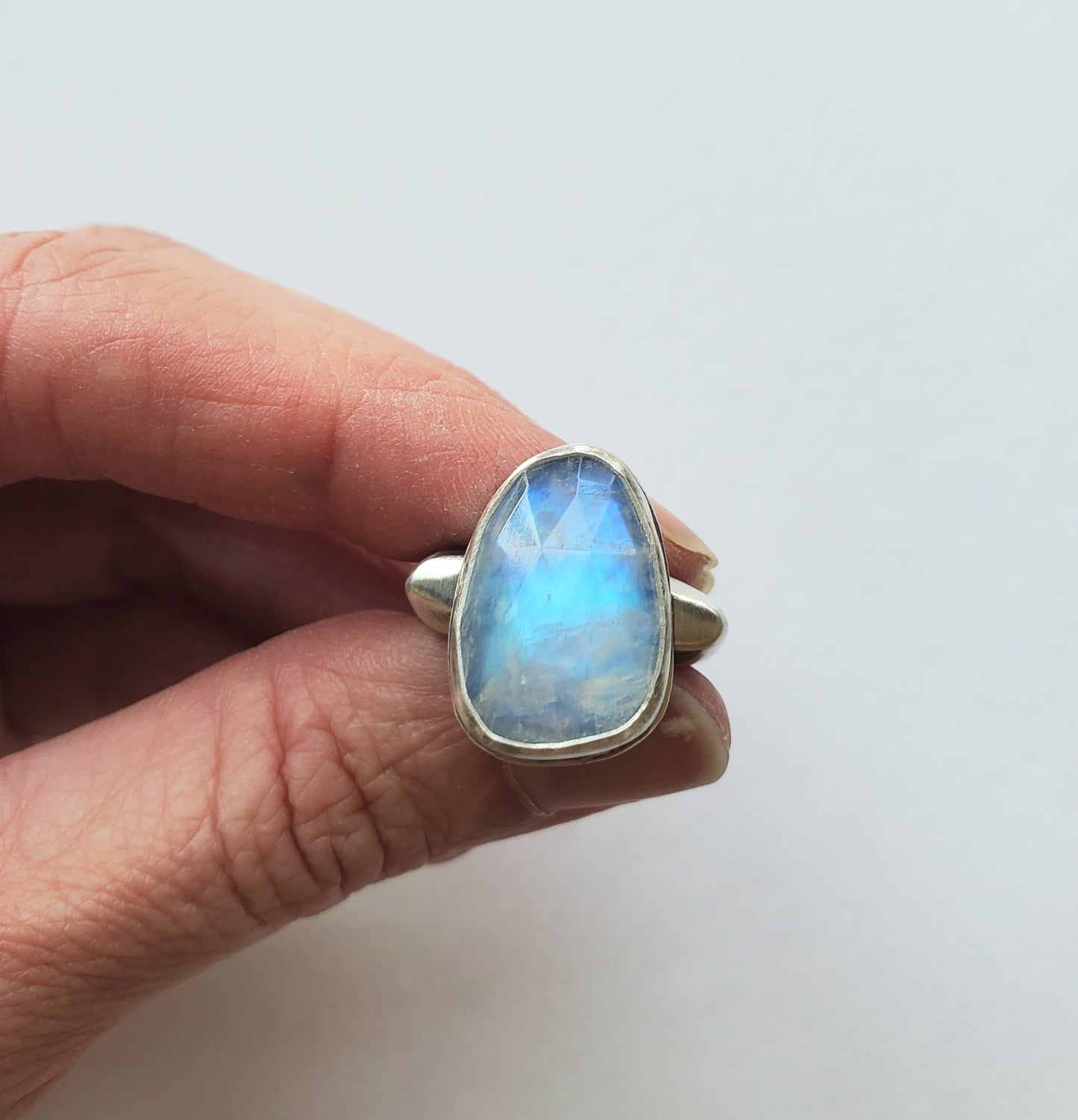 Square Ring - Moonstone- Size 6.5