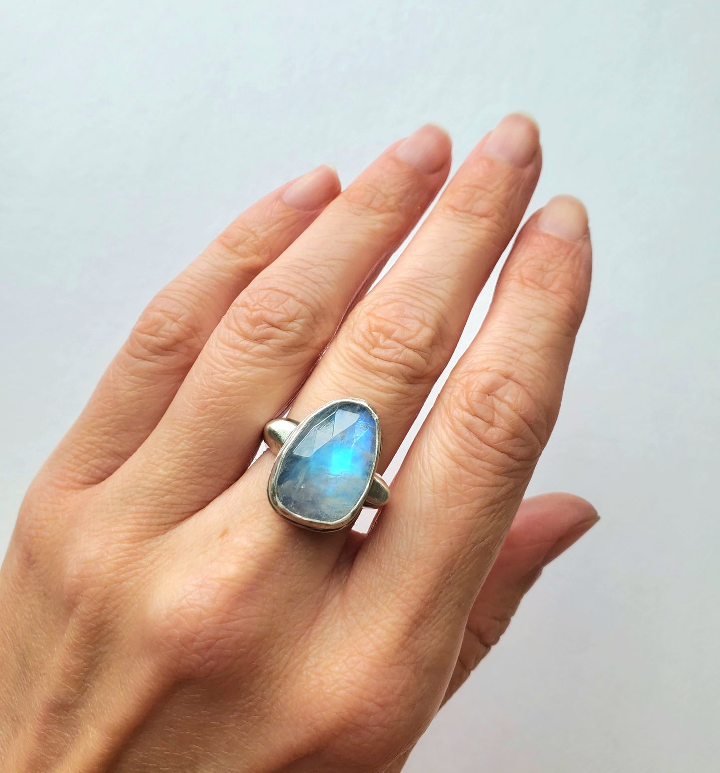 Square Ring - Moonstone- Size 6.5