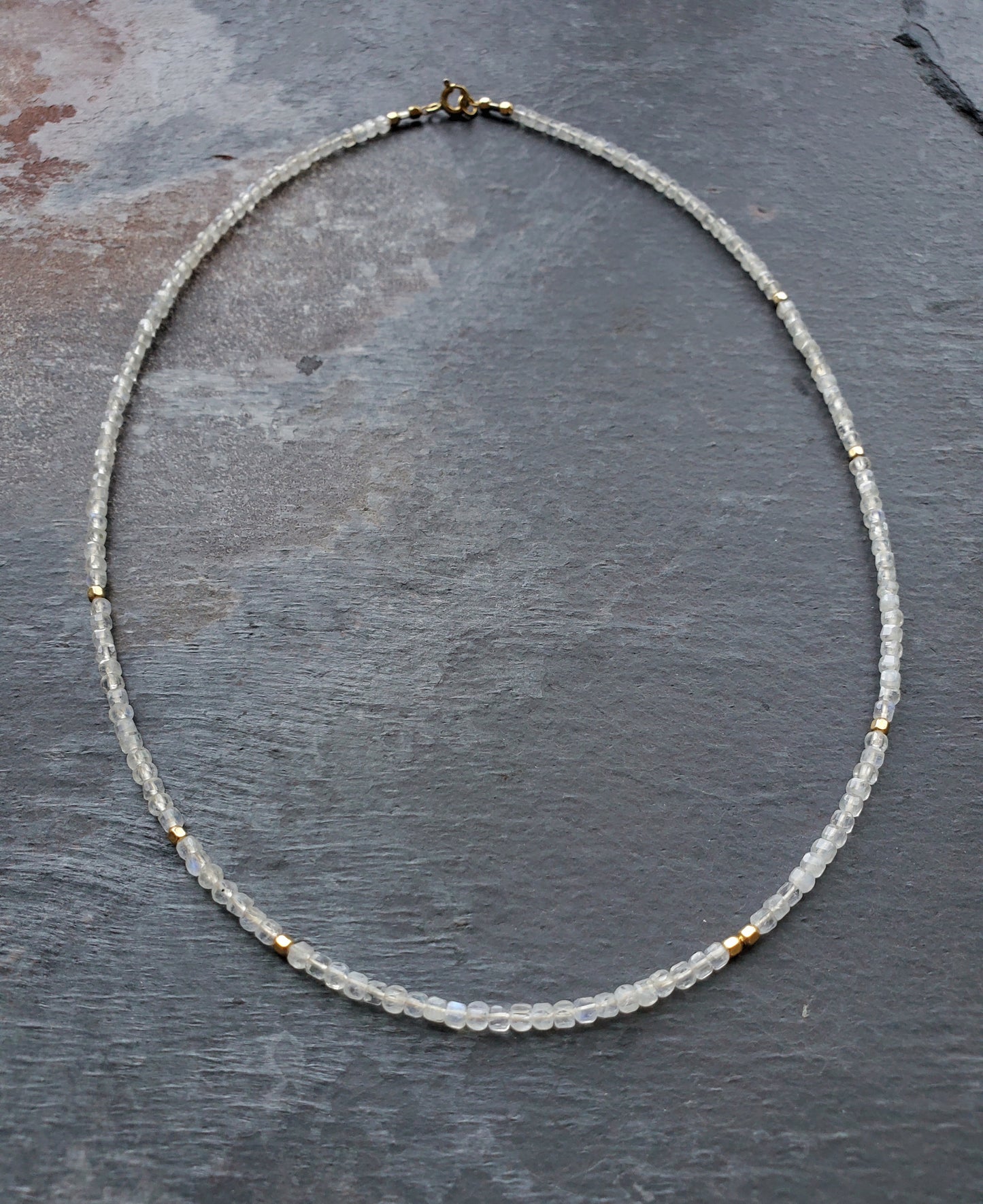 Square Stone Necklace - Moonstone