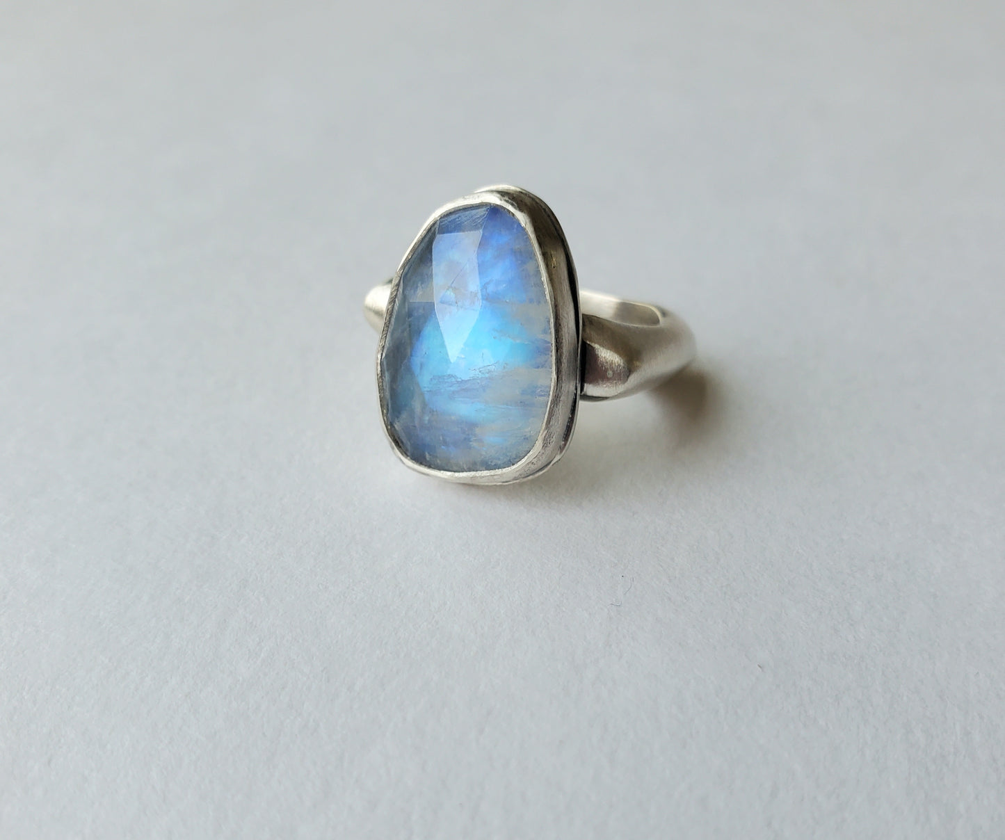 Square Ring - Moonstone- Size 6.5