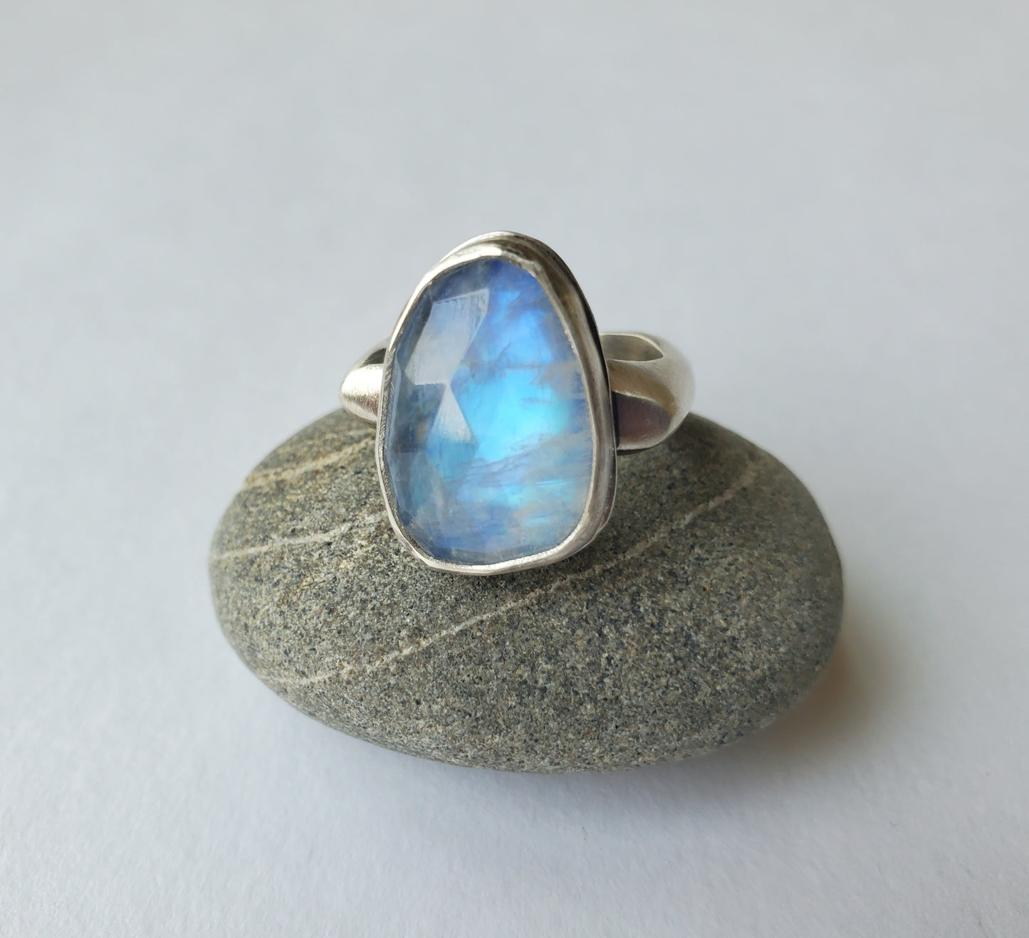 Square Ring - Moonstone- Size 6.5