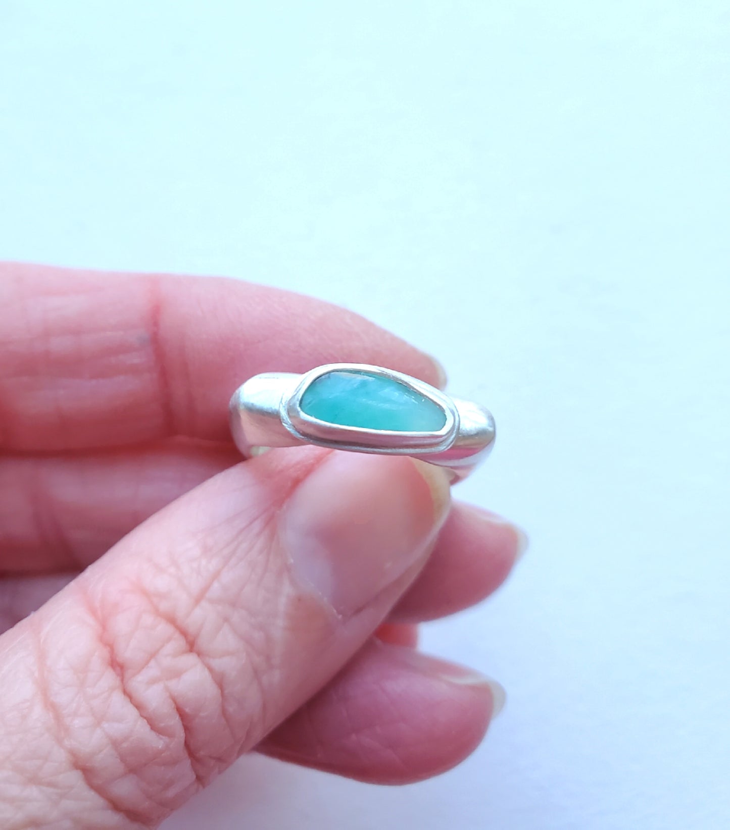 Square Ring- Peruvian Opal - Size 6.5