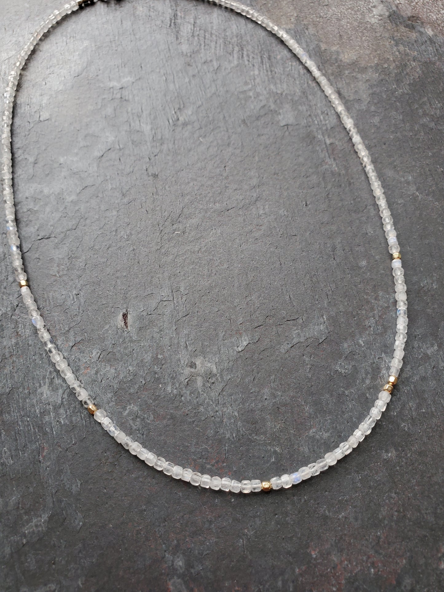 Square Stone Necklace - Moonstone