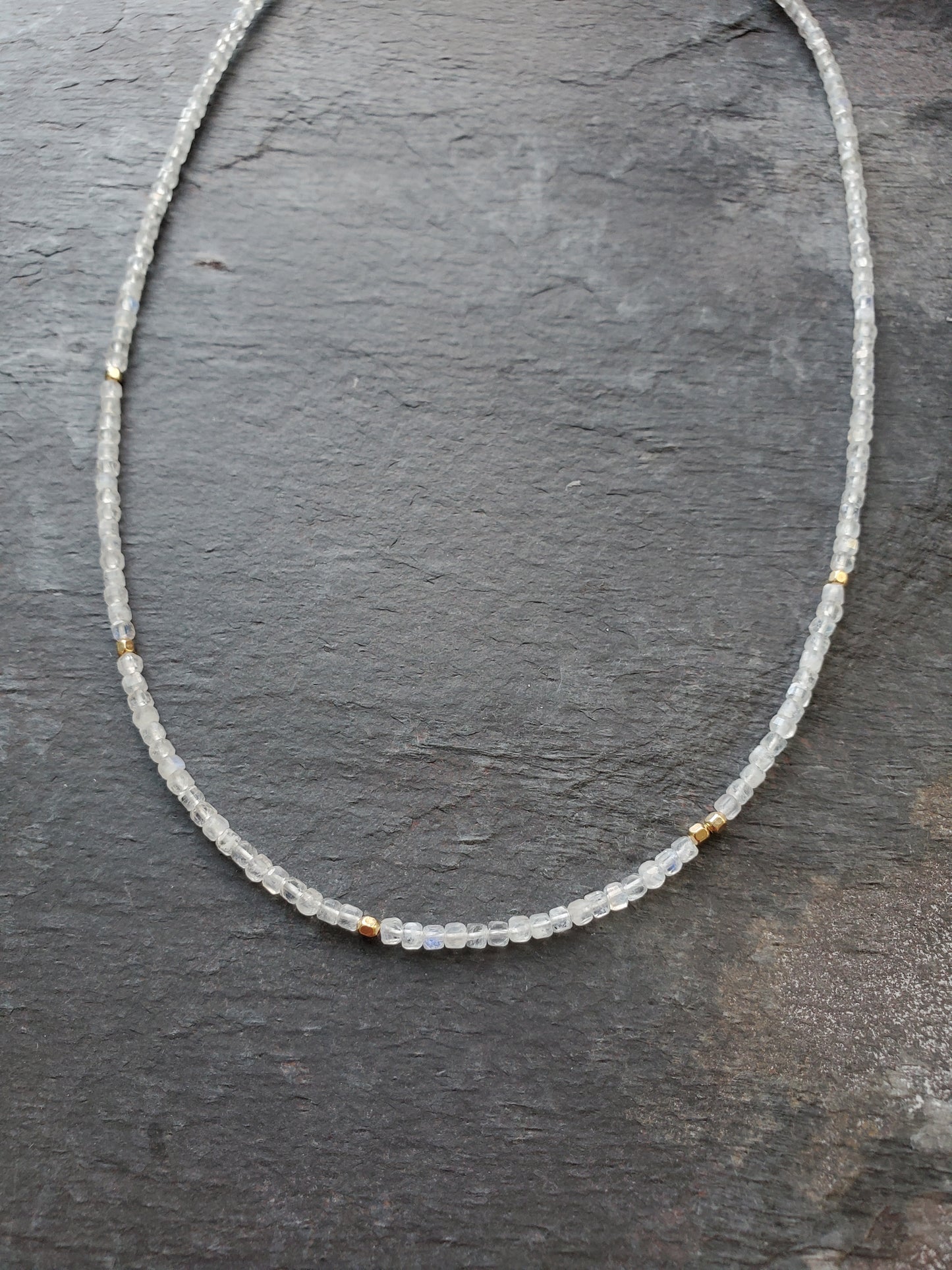 Square Stone Necklace - Moonstone