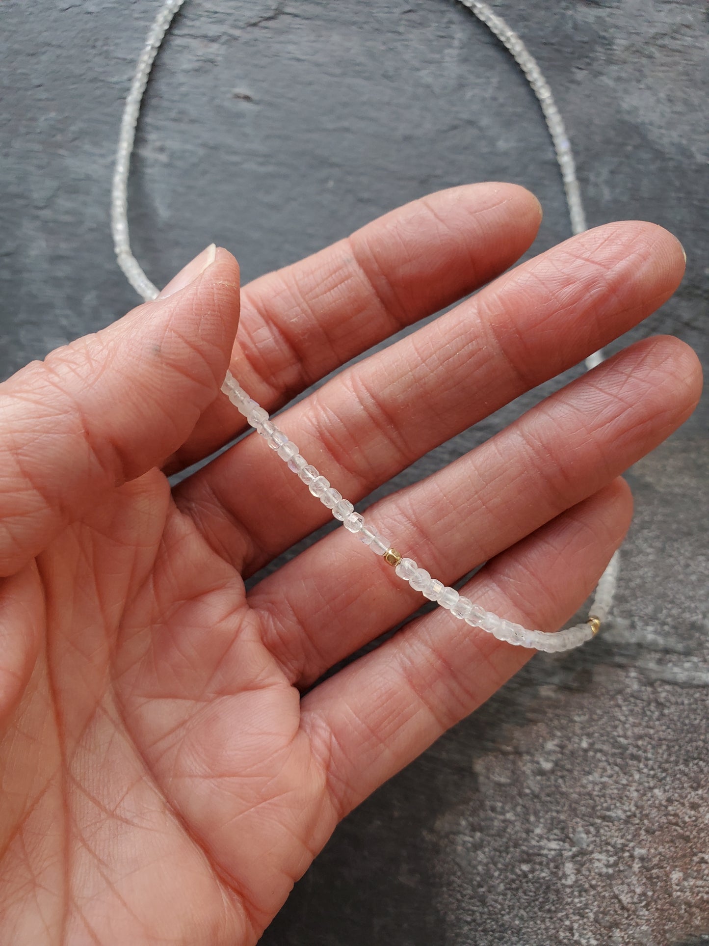 Square Stone Necklace - Moonstone