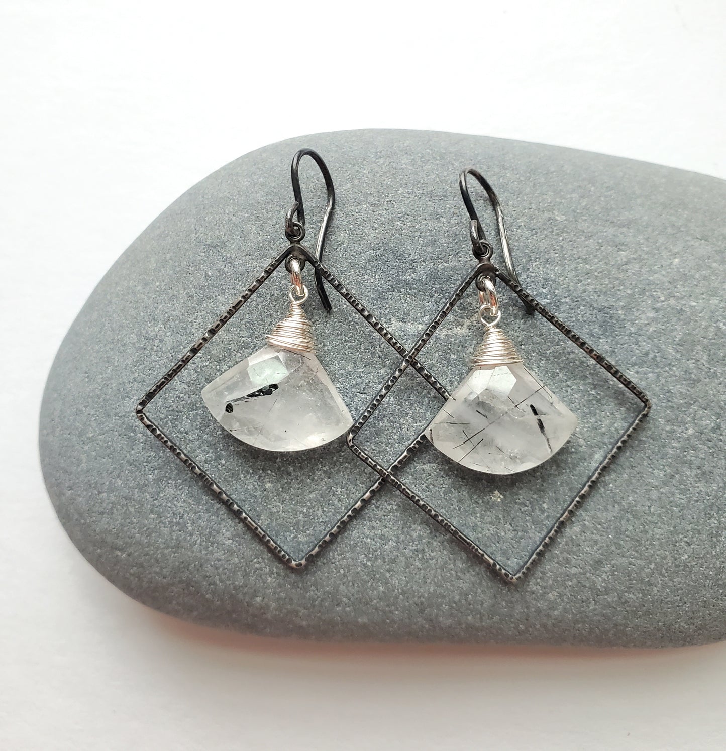 Rutilated Quartz Fan Earrings