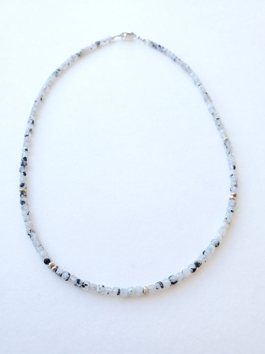 Square Stone Necklace - Moonstone Tourmaline