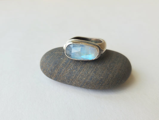 Square Ring - Moonstone- Size 6.5