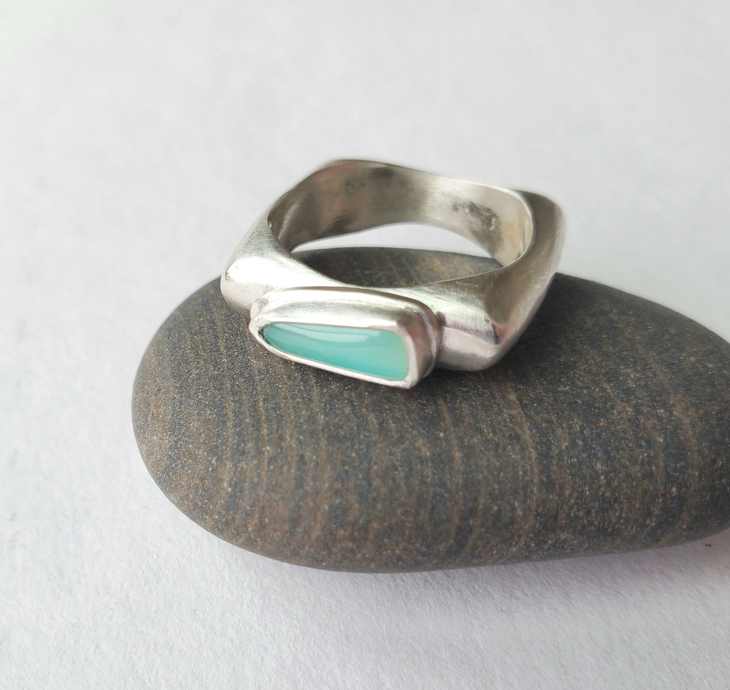 Square Ring- Peruvian Opal - Size 8.5