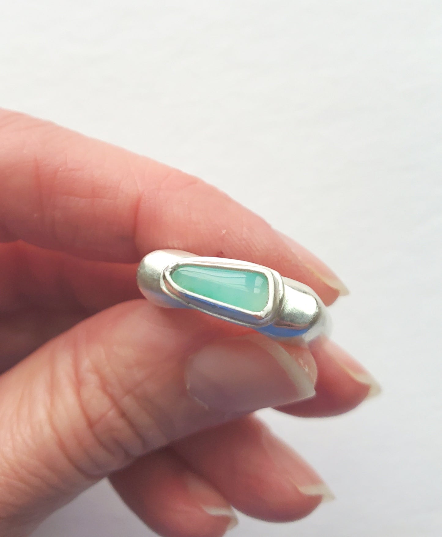 Square Ring- Peruvian Opal - Size 8.5