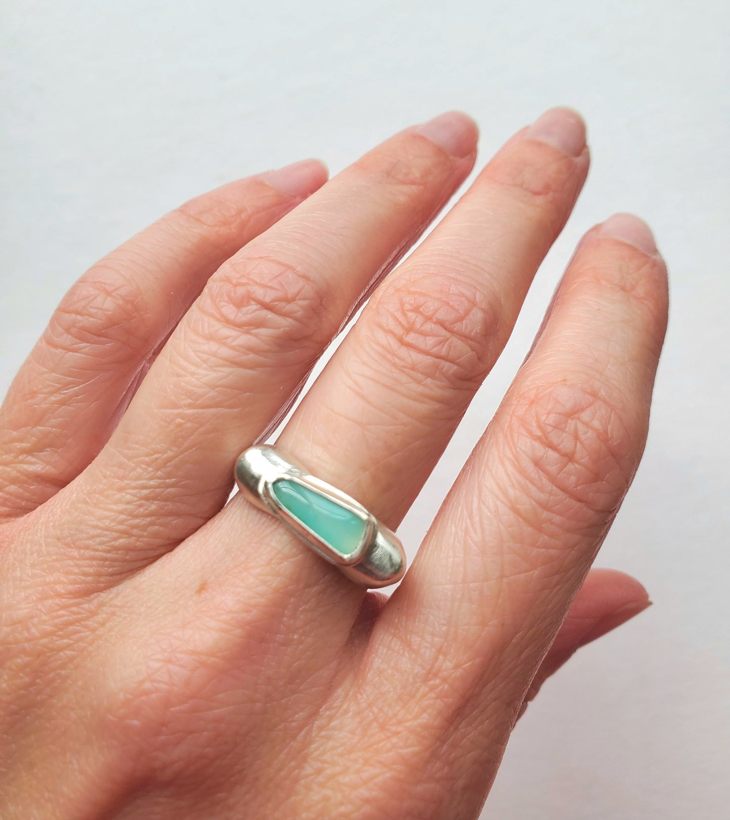 Square Ring- Peruvian Opal - Size 8.5