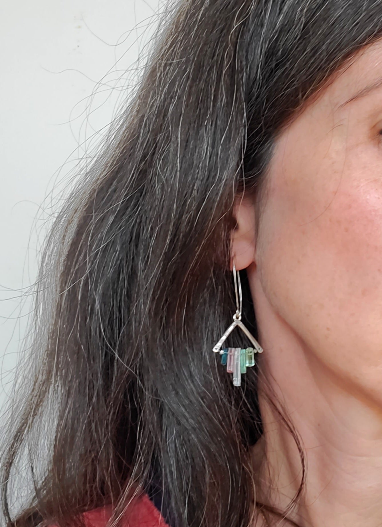 Tourmaline Shard Earrings- Blue Tones