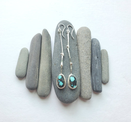Set Hinge Earrings - Matrix Turquoise