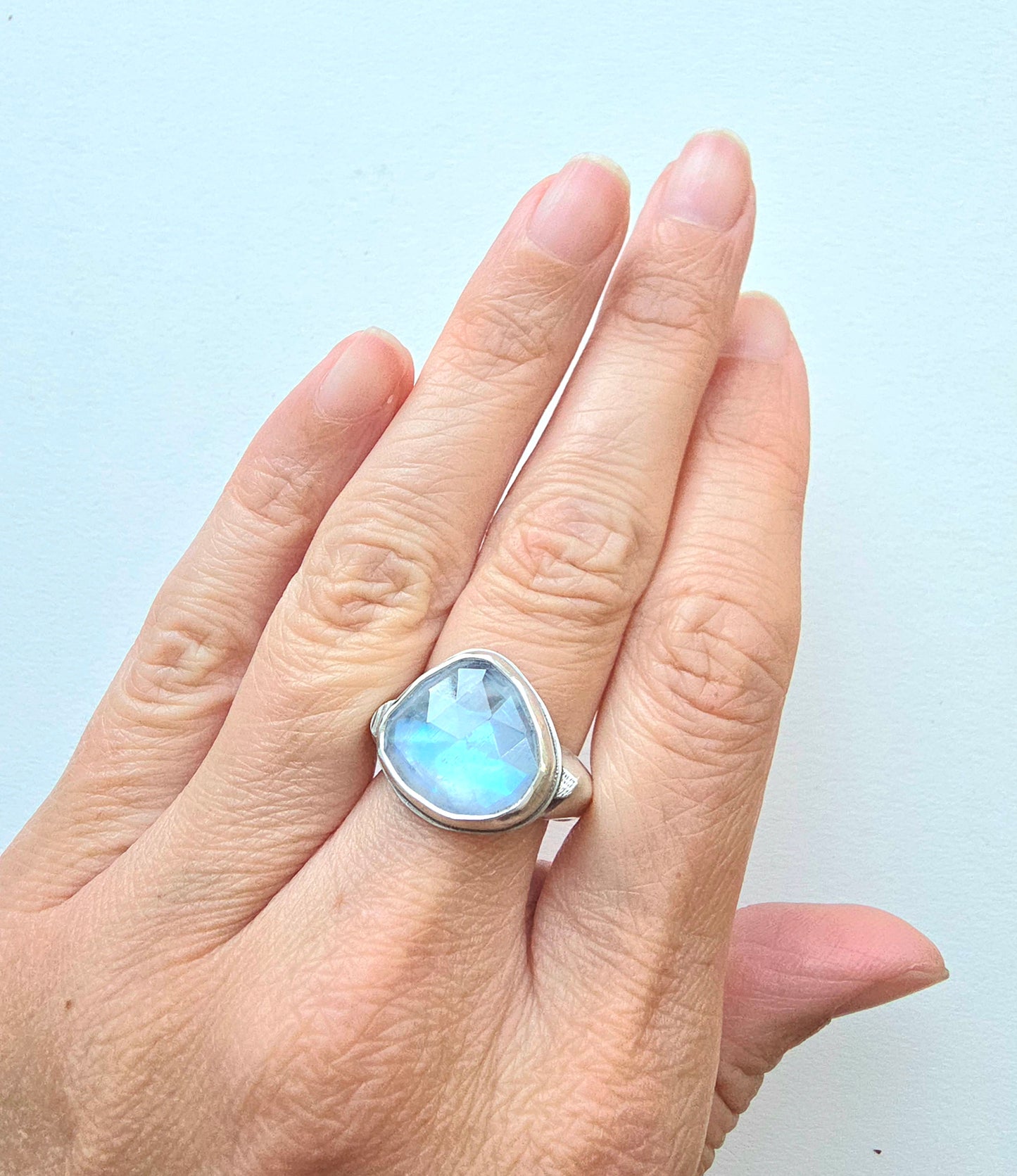 Square Ring - Moonstone- Size 7.5